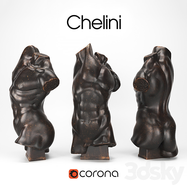 CHELINI Art.241 Statua torso 3DS Max - thumbnail 1