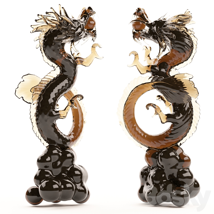 Chinese Dragon Statue Model 3DS Max Model - thumbnail 3