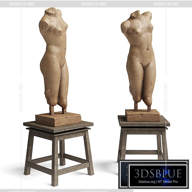 Classic woman bust with table 3DS Max - thumbnail 3