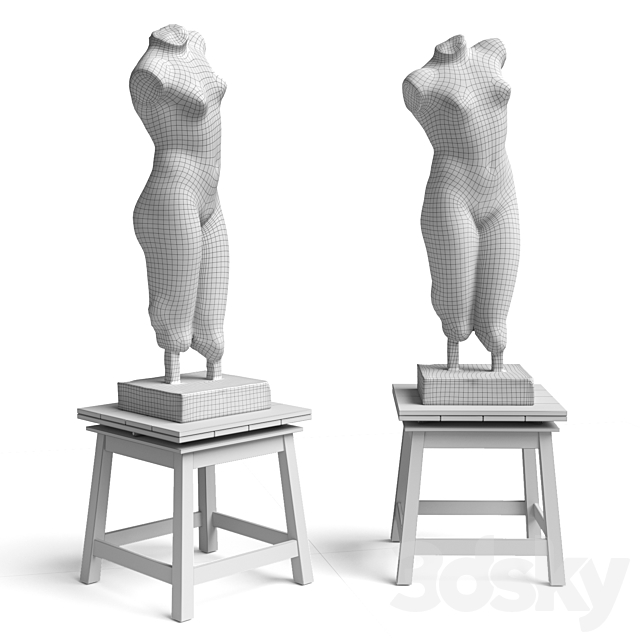 Classic woman bust with table 3DSMax File - thumbnail 5