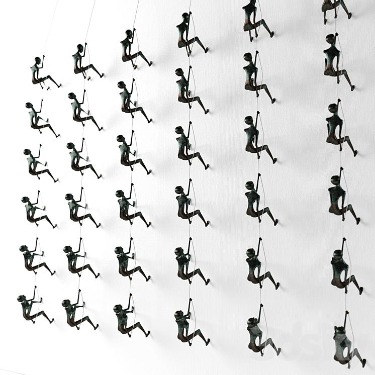 Climbing man wall sculpture 3DS Max - thumbnail 1