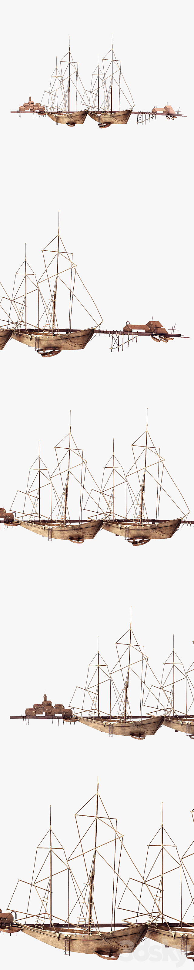 Curtis Jere Ships In The Harbor Wall Decoration 3ds Max - thumbnail 2