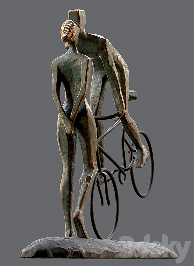 Cyclist In Love Handmade Statue Home Decor Art 3DSMax File - thumbnail 2