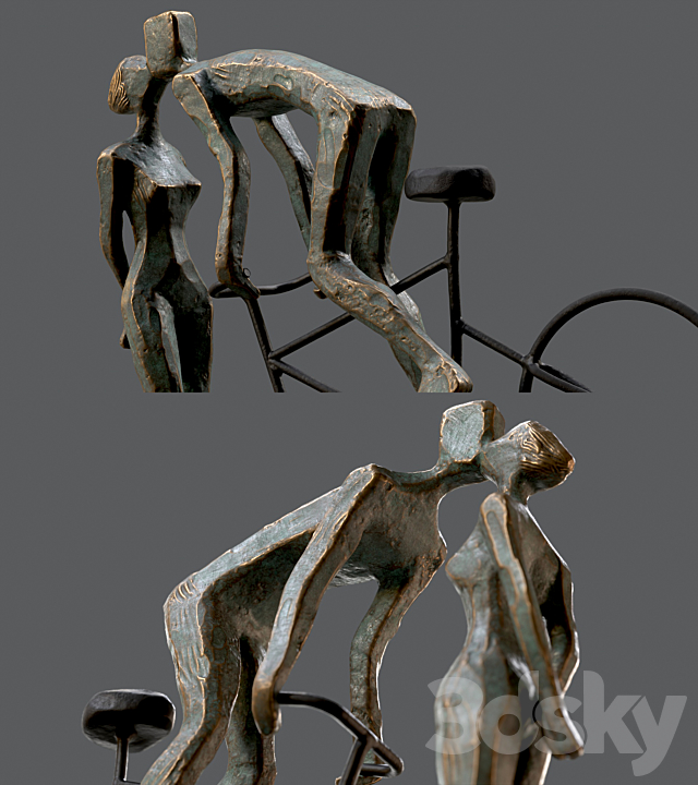 Cyclist In Love Handmade Statue Home Decor Art 3DSMax File - thumbnail 3