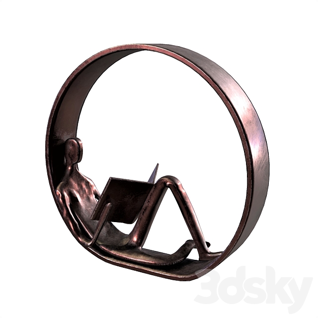 Danya B Encircled Reader Iron Sculpture 3ds Max - thumbnail 1