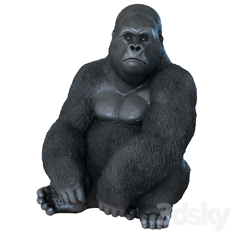 Deco Figurine Monkey Gorilla Side XL 3DS Max - thumbnail 1