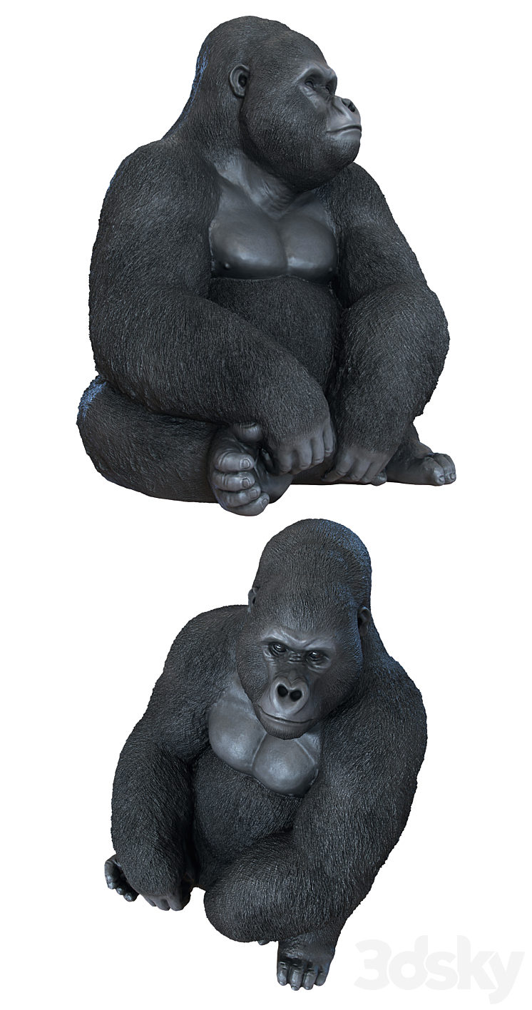 Deco Figurine Monkey Gorilla Side XL 3DS Max - thumbnail 2