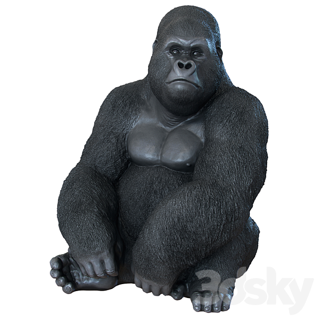 Deco Figurine Monkey Gorilla Side XL 3DSMax File - thumbnail 1