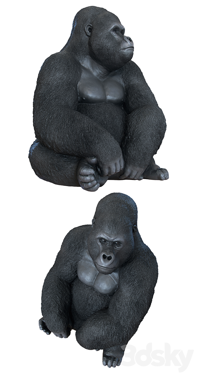 Deco Figurine Monkey Gorilla Side XL 3DSMax File - thumbnail 2