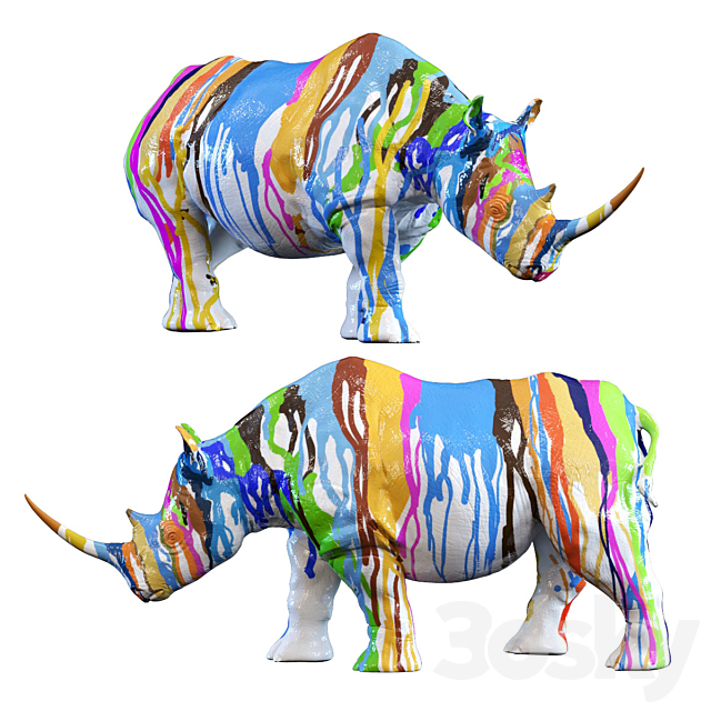 Deco Figurine Rhino Colore 26cm 3ds Max - thumbnail 1