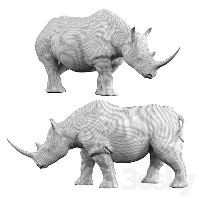 Deco Figurine Rhino Colore 26cm 3ds Max - thumbnail 2