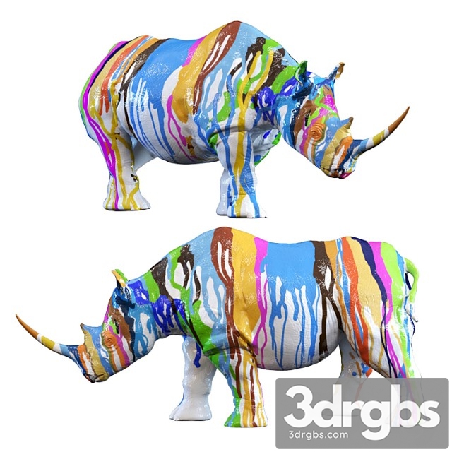 Deco figurine rhino colore 26cm - thumbnail 1