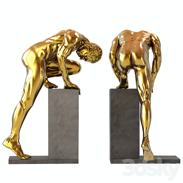 Deco Object Nude Man Stand Bronze 3DS Max - thumbnail 2