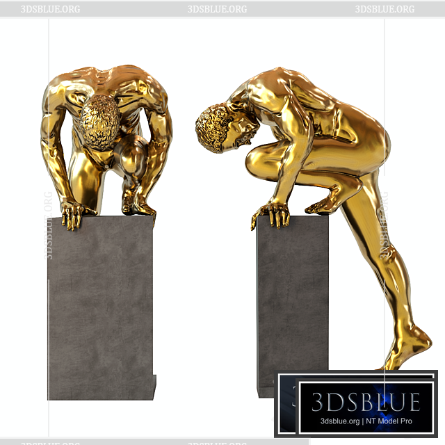 Deco Object Nude Man Stand Bronze 3DS Max - thumbnail 3