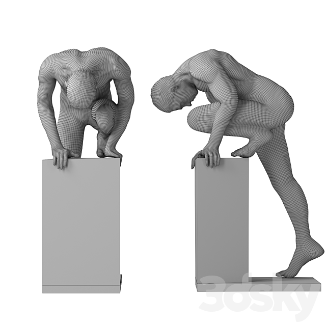 Deco Object Nude Man Stand Bronze 3DSMax File - thumbnail 3