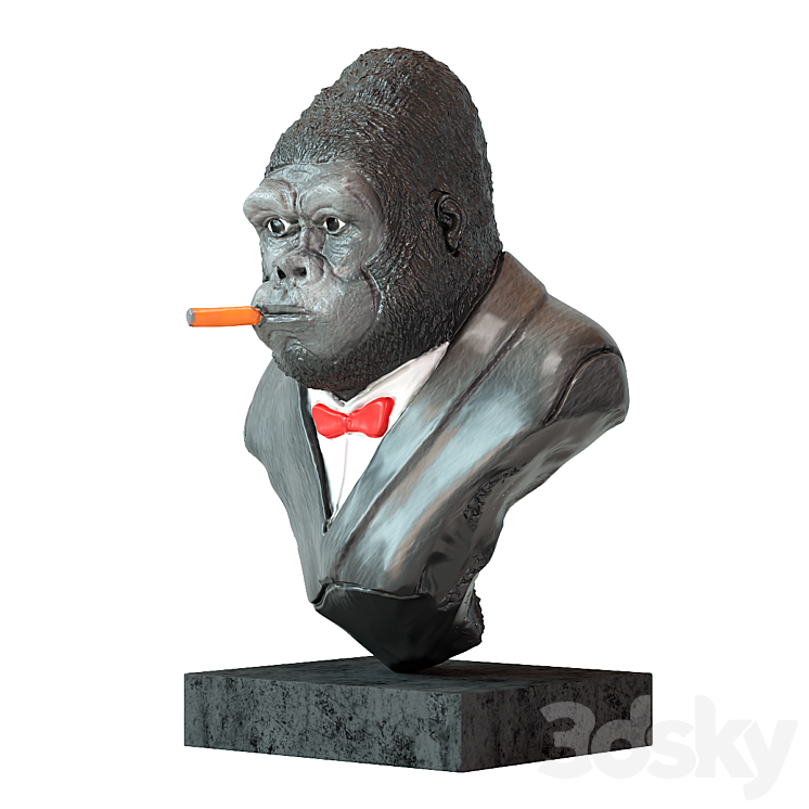 Deco object smoking gorilla 3DS Max - thumbnail 1