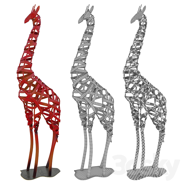 Decorative figurine giraffe 3DS Max Model - thumbnail 2