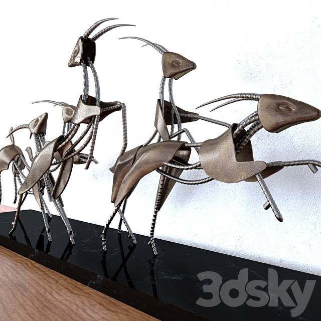 Deer Art Sculpture 3DS Max Model - thumbnail 2