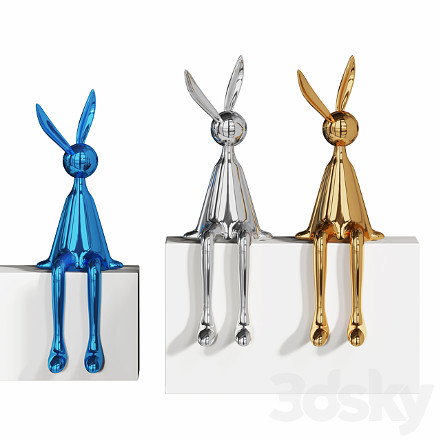 Electroplated Rabbit Decor 3ds Max - thumbnail 1