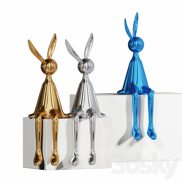 Electroplated Rabbit Decor 3ds Max - thumbnail 2