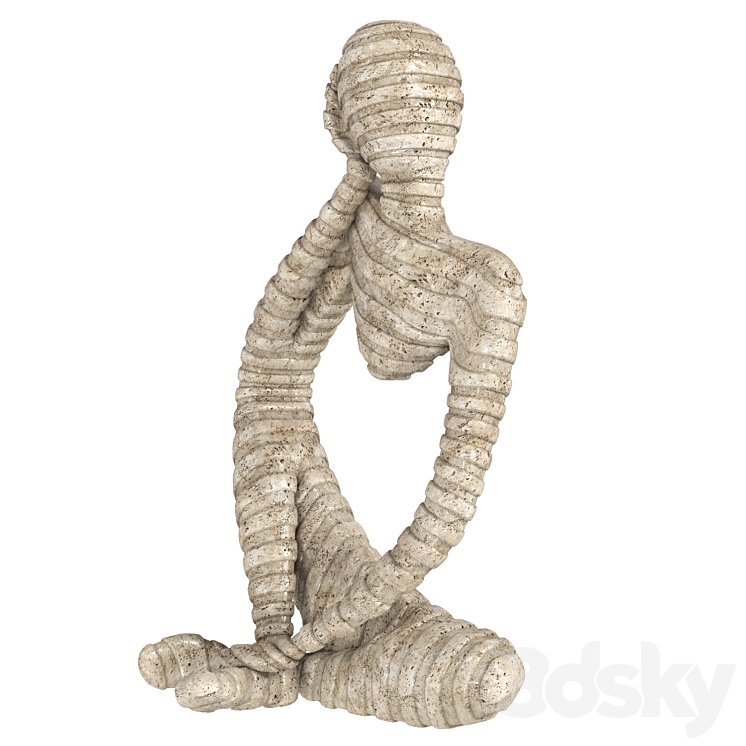 Ethnic statuette of a woman from travertine 3DS Max - thumbnail 2