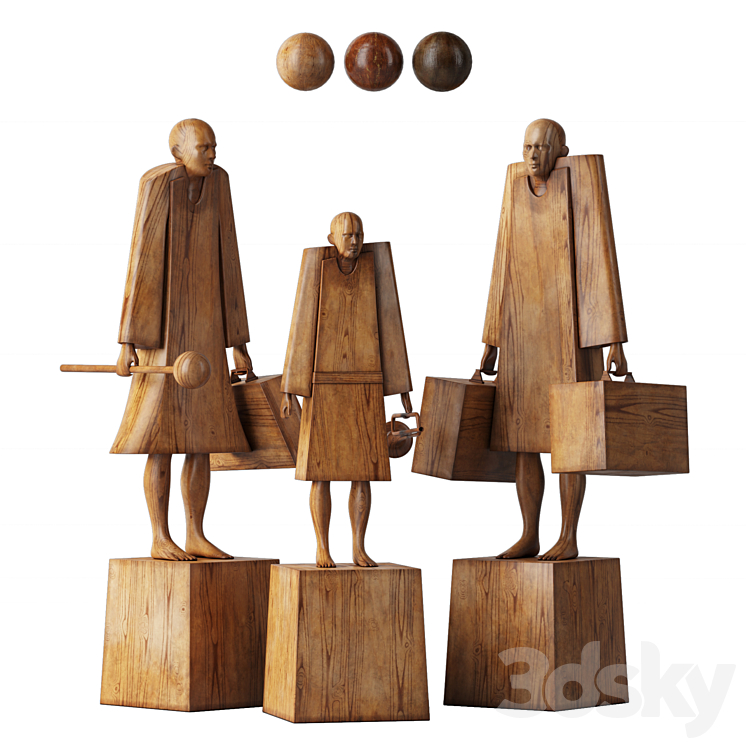 Family sculptures 3DS Max Model - thumbnail 1