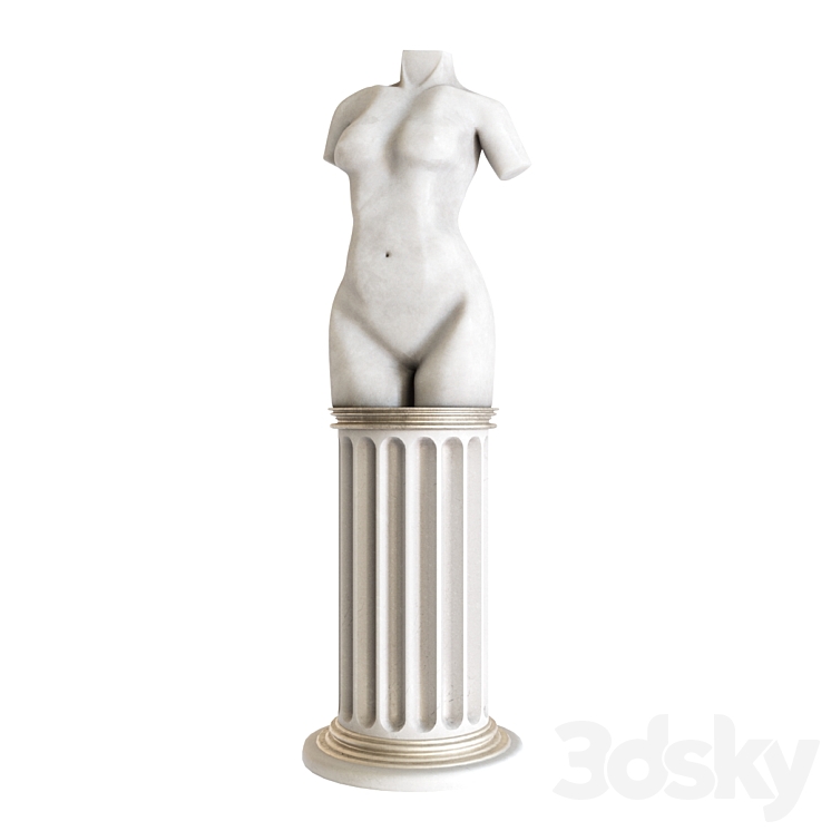 Female Torse Sculpture 3DS Max Model - thumbnail 2