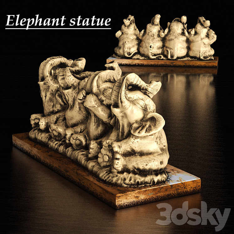 Figurine elephants 3DS Max - thumbnail 1