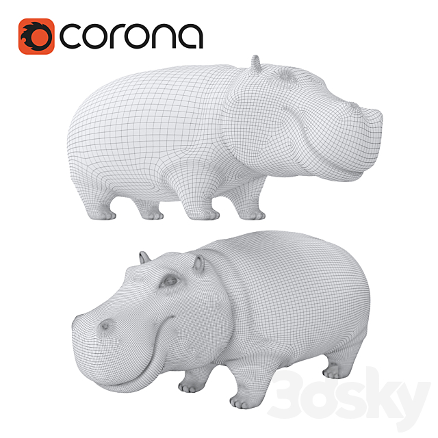 figurine Hippo Bongo 3DSMax File - thumbnail 2