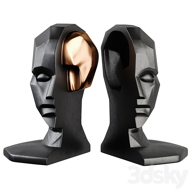 Figurine of the human brain in art deco style 3DS Max Model - thumbnail 1