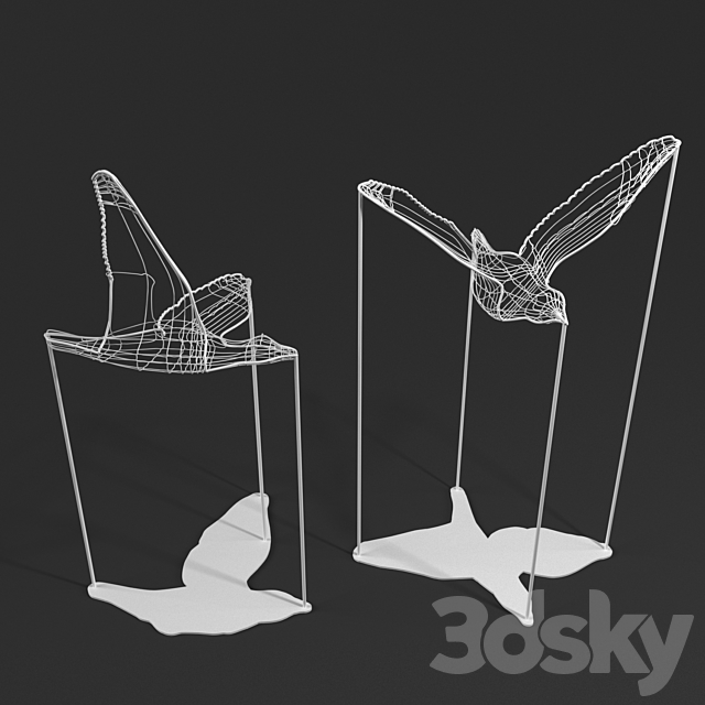 Flight Shadows decor sculpture by Artem Zakharchenko _ two white birds 3DS Max Model - thumbnail 2