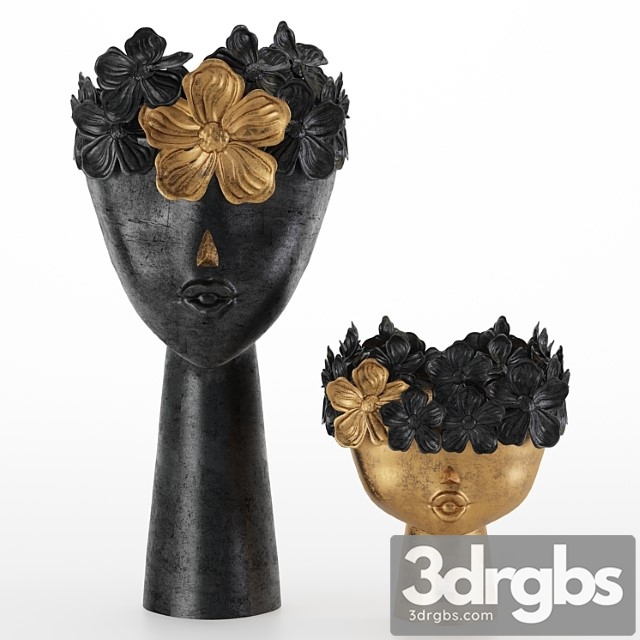 Floral girls bust statue 3dsmax Download - thumbnail 1