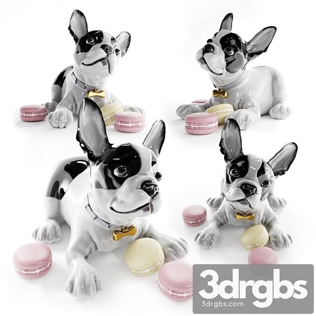 French bulldog with macarons dog figurine 3dsmax Download - thumbnail 1