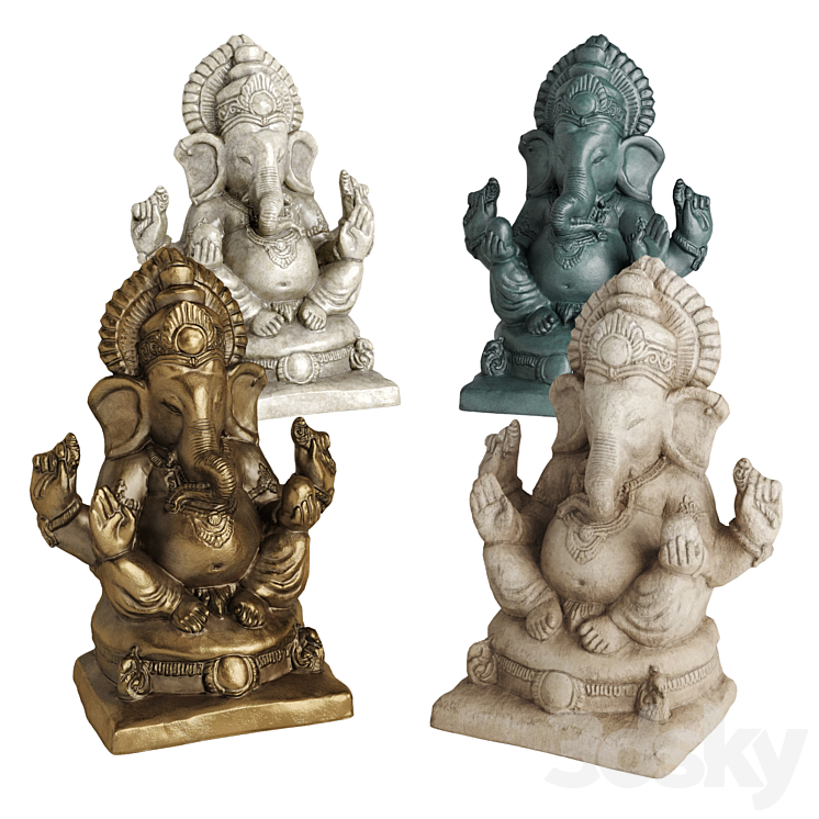 Ganesha sitting sculpture 3DS Max Model - thumbnail 1