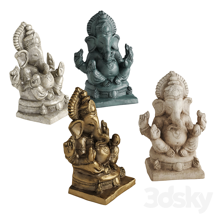 Ganesha sitting sculpture 3DS Max Model - thumbnail 2