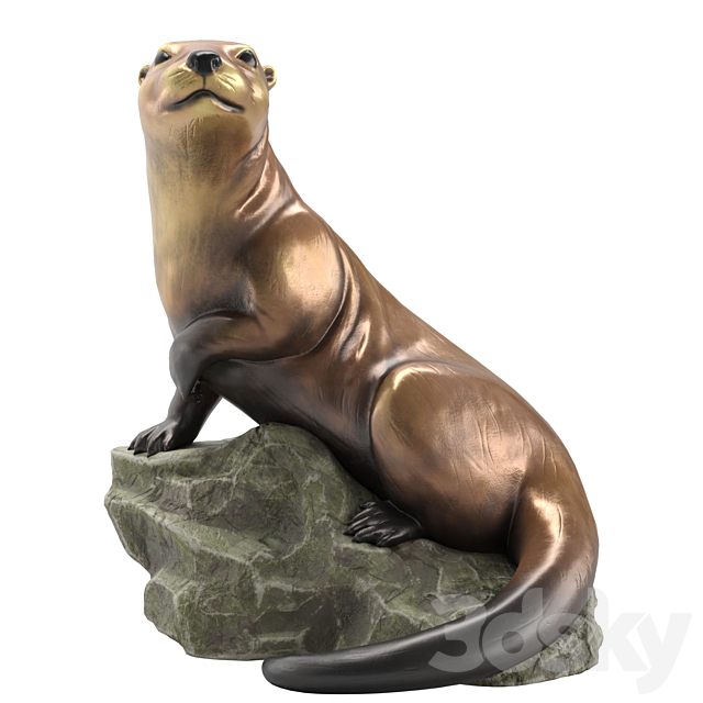 Garden sculpture Otter 3DS Max Model - thumbnail 2