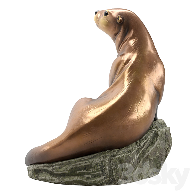 Garden sculpture Otter 3DS Max Model - thumbnail 4