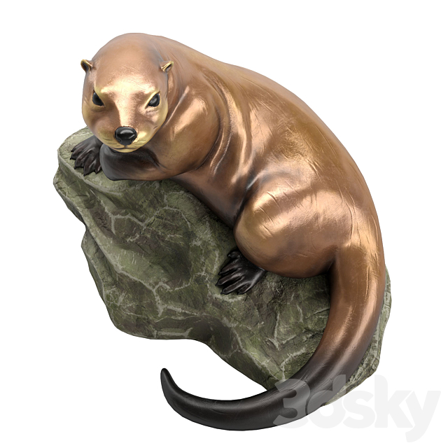 Garden sculpture Otter 3DS Max Model - thumbnail 5