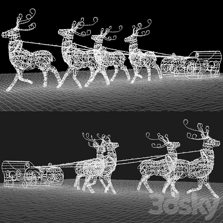 Garland with reindeer from garlands 3DS Max - thumbnail 2