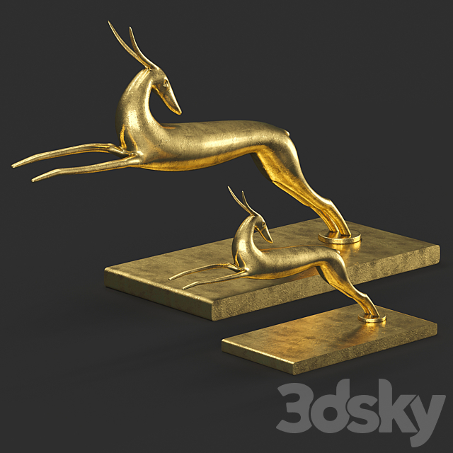 Gazelle decorative 3DS Max Model - thumbnail 2