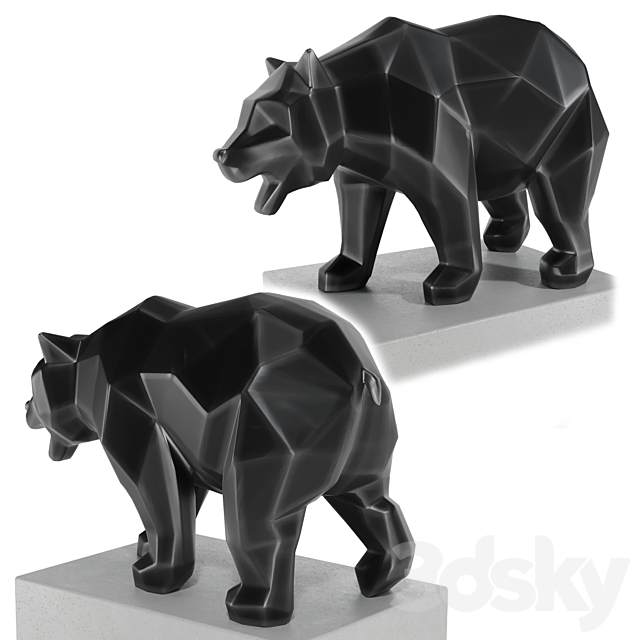 geometric wolf and bear statue 3DS Max Model - thumbnail 4