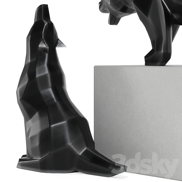 geometric wolf and bear statue 3DS Max Model - thumbnail 5