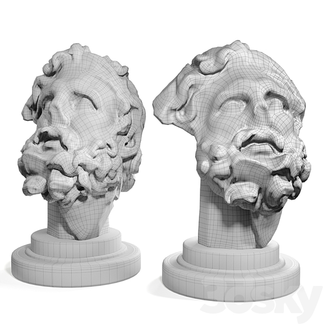 Giant’s head bust sculpture 3DS Max Model - thumbnail 4