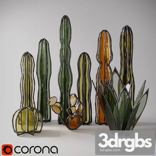 Glass cacti and succulents 3dsmax Download - thumbnail 1