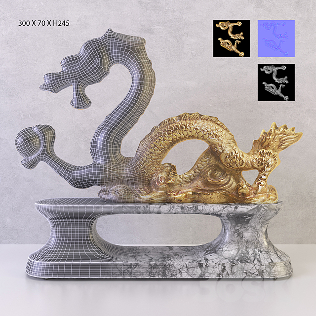 Golden Dragon. 3DSMax File - thumbnail 2