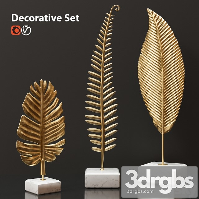 Golden Leaves Decorative Set 3dsmax Download - thumbnail 1