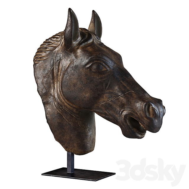 Greco-Roman Horse Head Sculpture Fragment RH 3DS Max Model - thumbnail 3