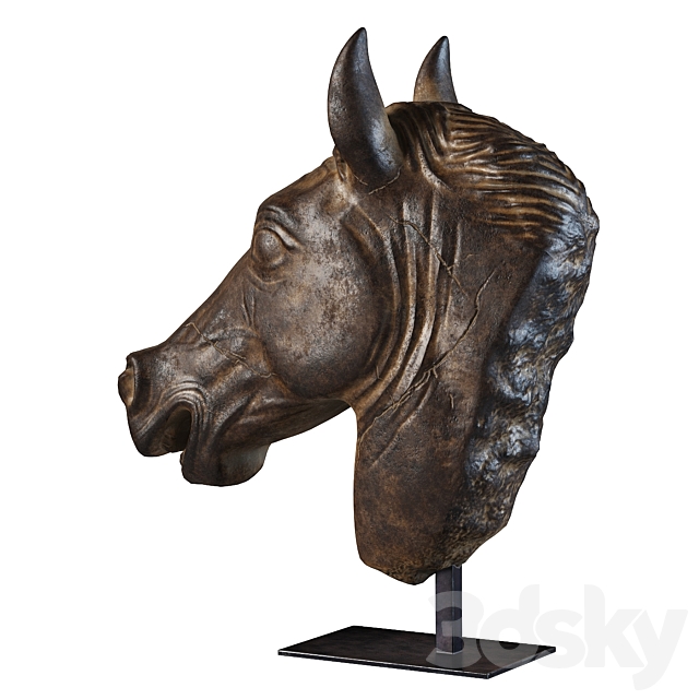 Greco-Roman Horse Head Sculpture Fragment RH 3DS Max Model - thumbnail 4