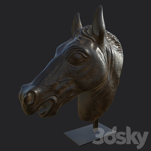 Greco-Roman Horse Head Sculpture Fragment RH 3DS Max Model - thumbnail 6