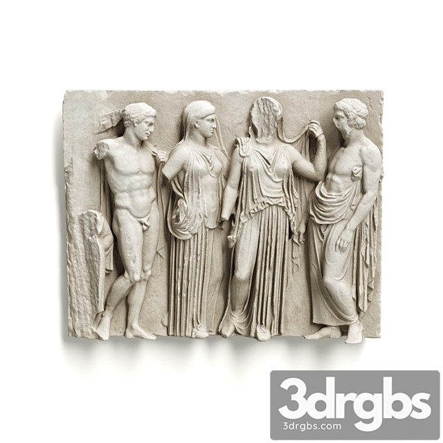 Greek Attic Relief Wall Panel 3dsmax Download - thumbnail 1